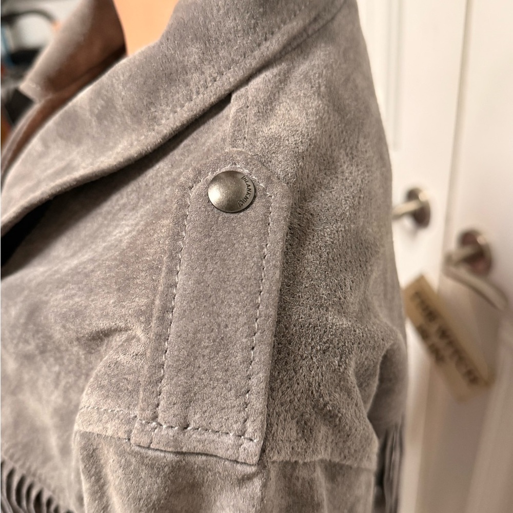 BlankNYC Gray Suede Fringe Leather Jacket - Picture 5 of 7